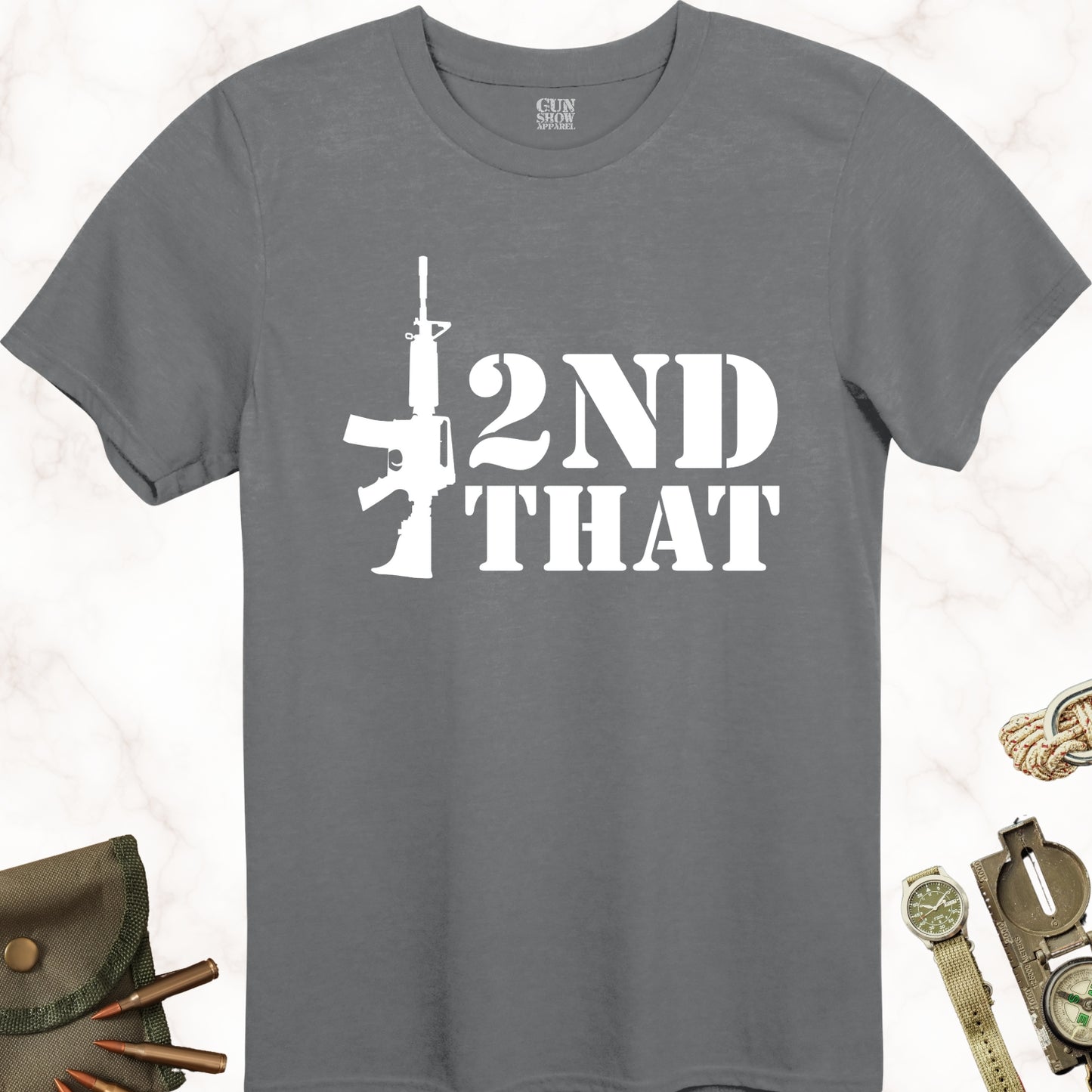 I 2nd That Rifle T-Shirt in color Charcoal with white design from Gun Show Apparel