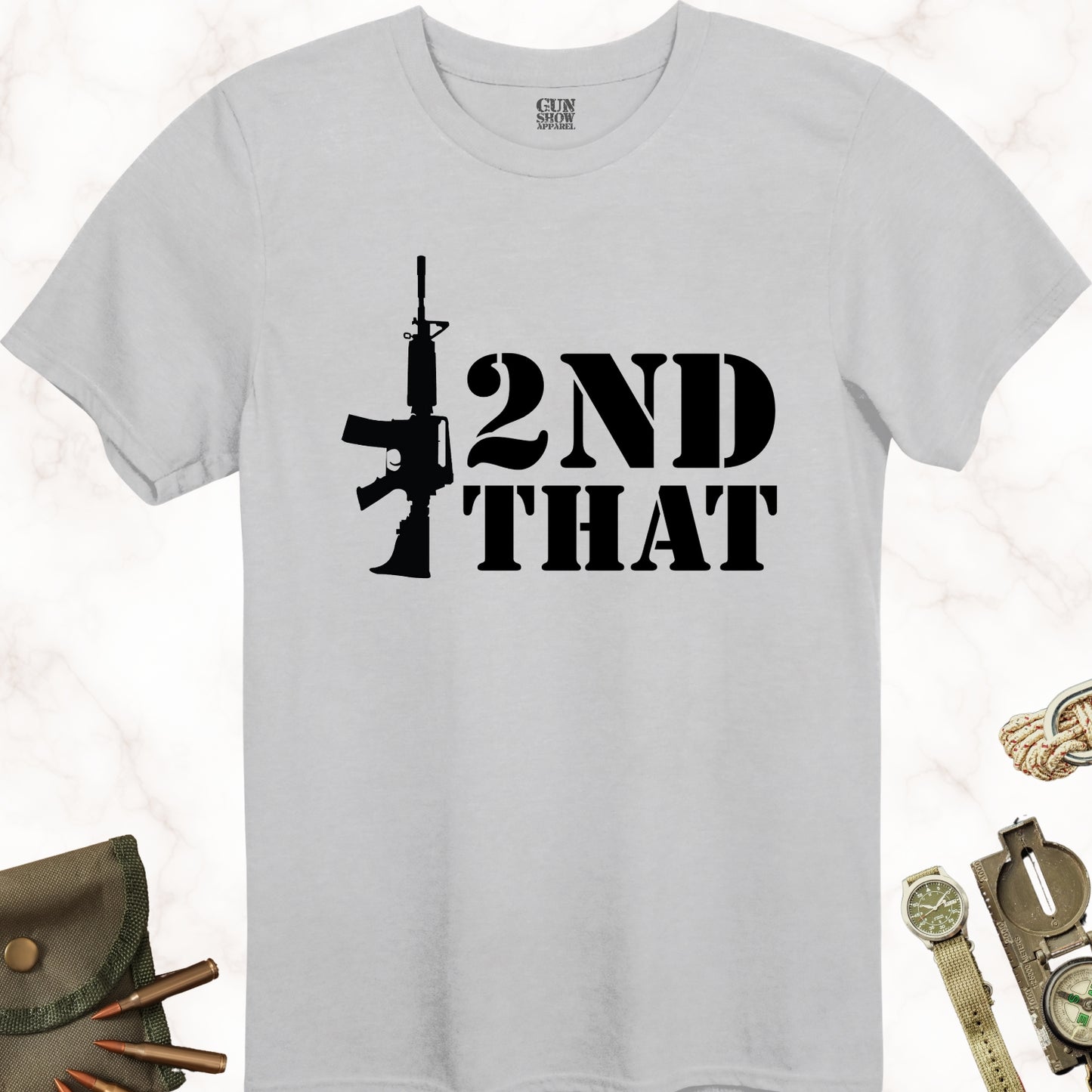 I 2nd That Rifle T-Shirt in color Icy Grey with black design from Gun Show Apparel