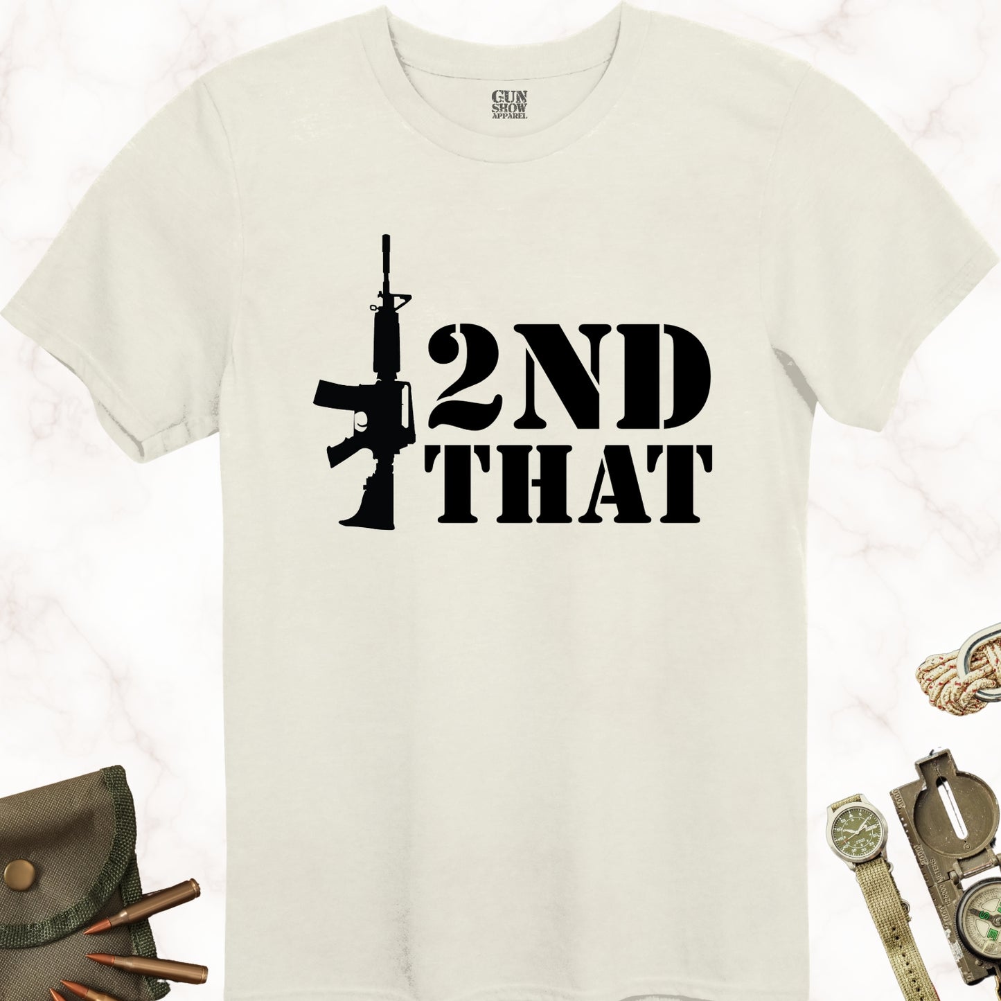 I 2nd That Rifle T-Shirt in color Natural with black design from Gun Show Apparel