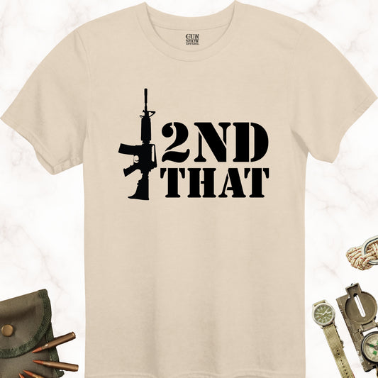 I 2nd That Rifle T-Shirt in color Sand with black design from Gun Show Apparel