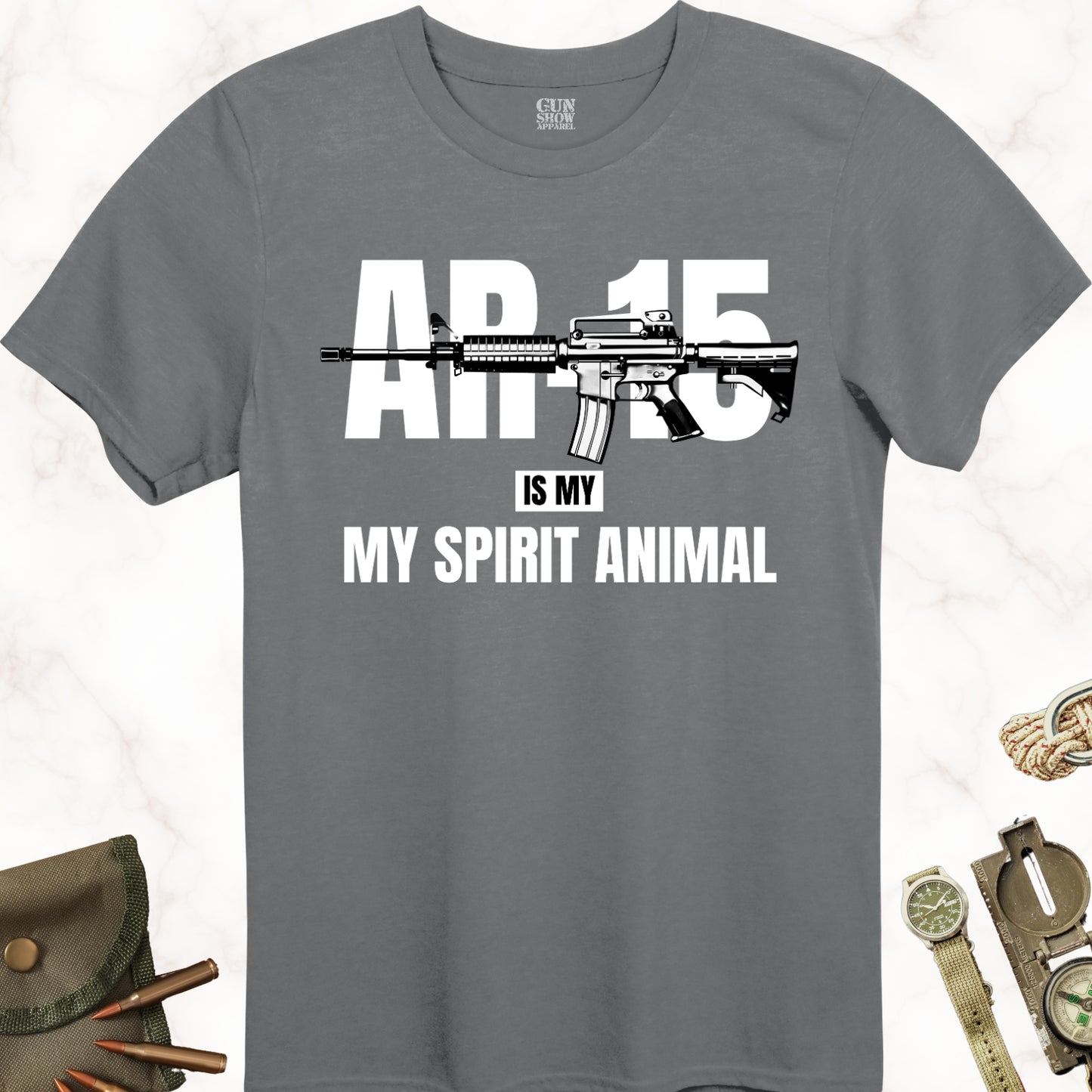 AR-15 Is My Spirit Anima T-Shirt in color Charcoal