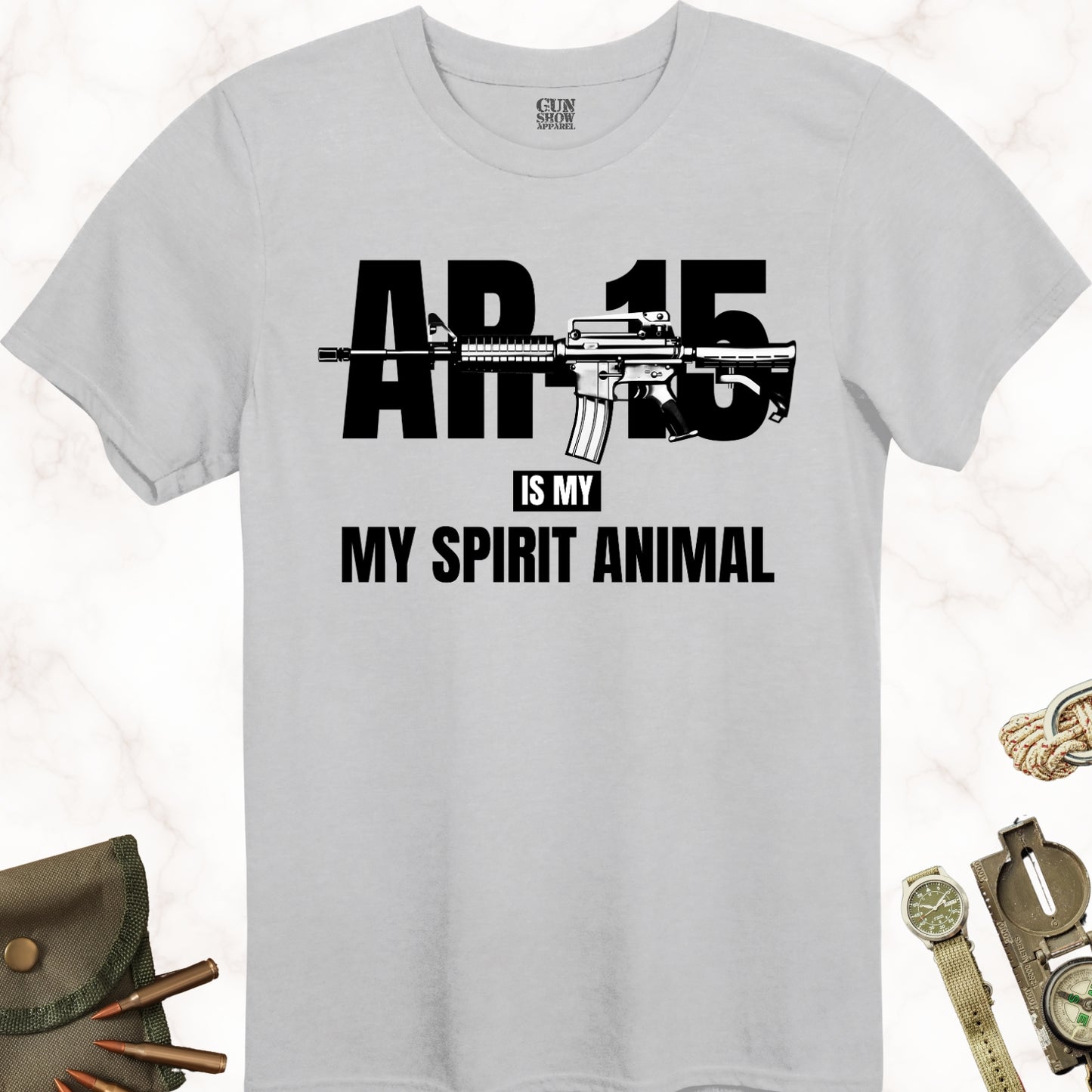 AR-15 Is My Spirit Anima T-Shirt in color Ice Grey