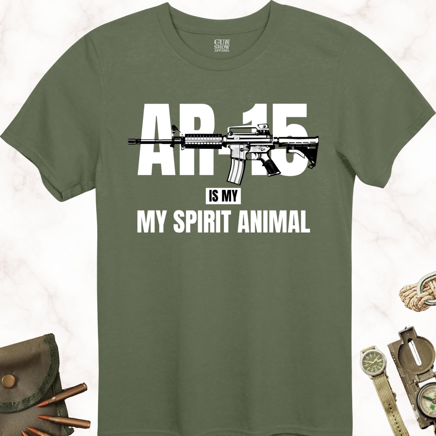 AR-15 Is My Spirit Anima T-Shirt in color Military Green