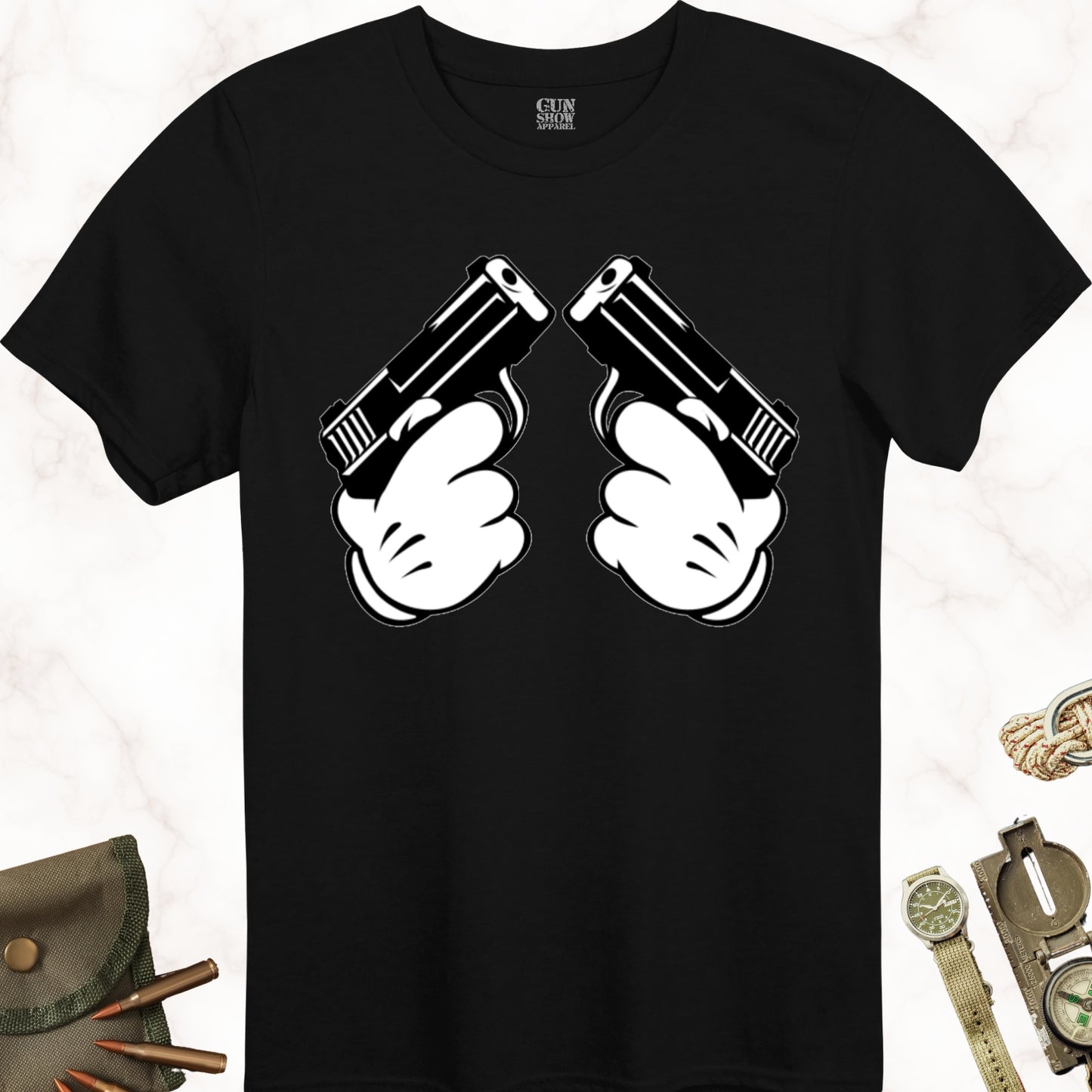 Cartoon Hands Guns T-Shirt in color Black