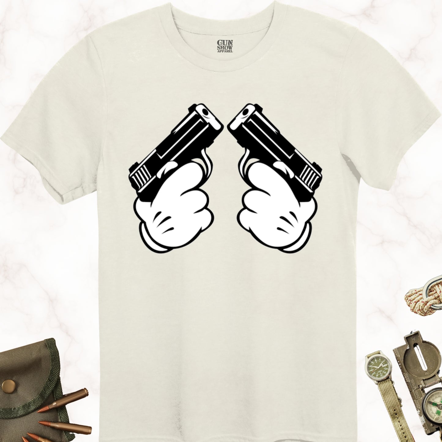 Cartoon Hands Guns T-Shirt in color Natural