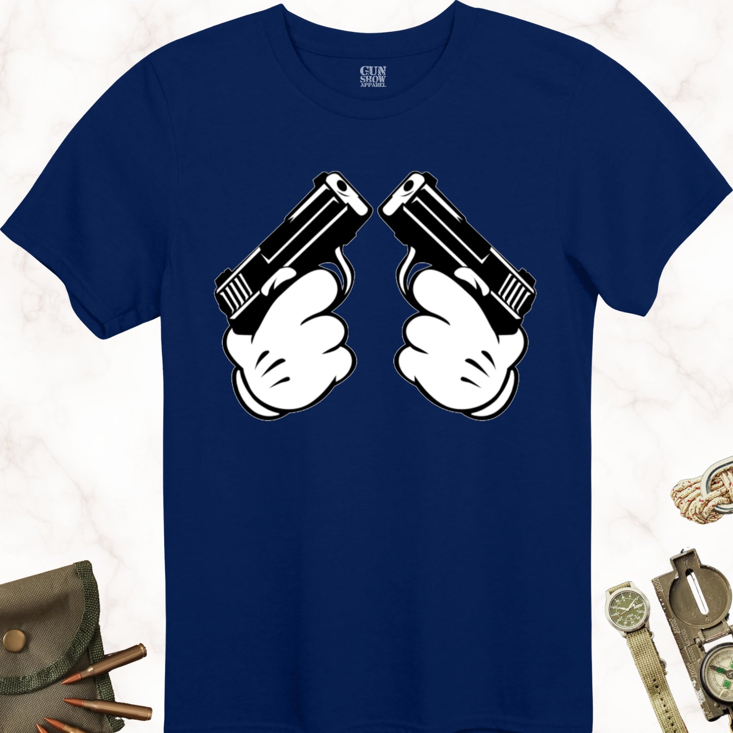 Cartoon Hands Guns T-Shirt in color Navy