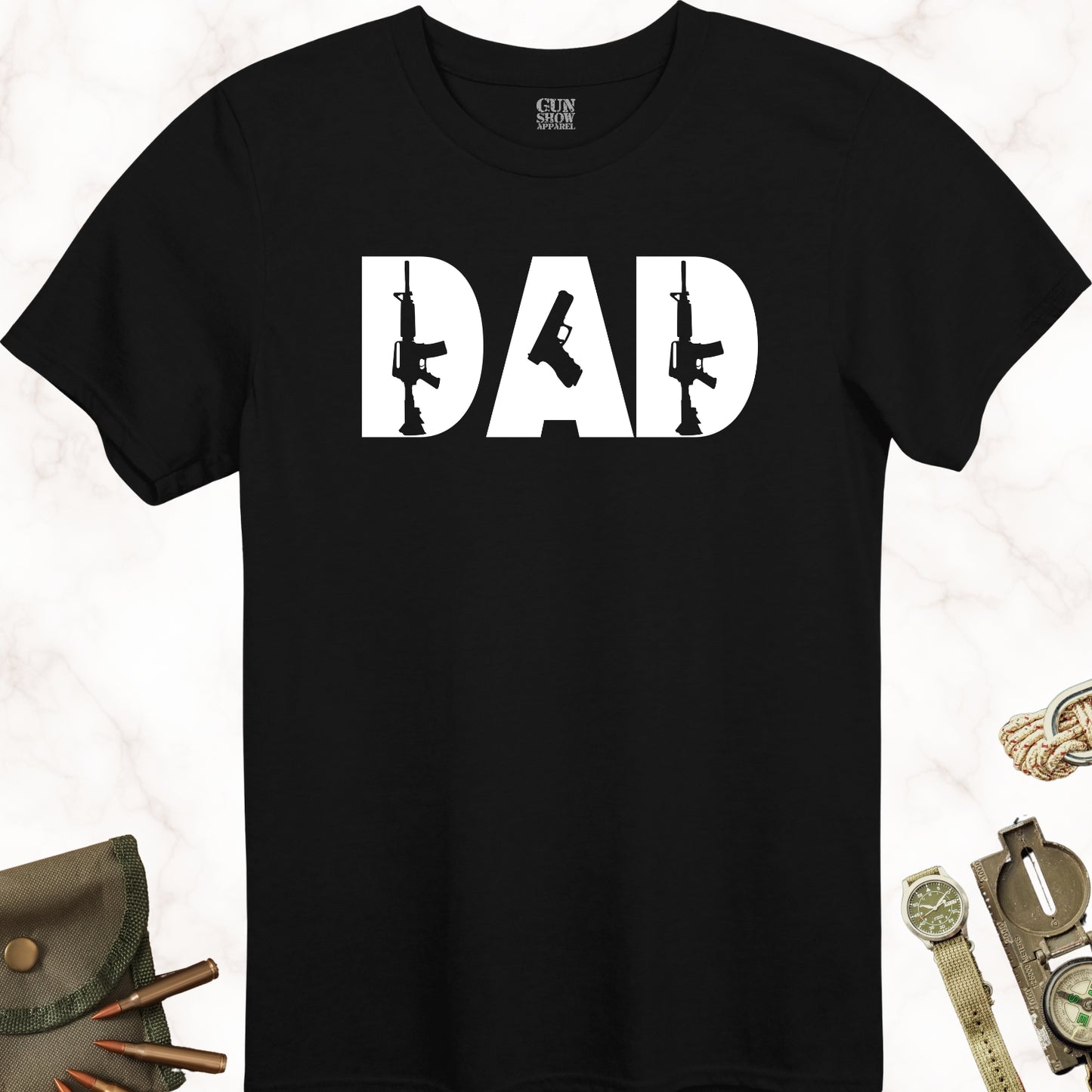 DAD Gun Collection T-Shirt in color Black with white design from Gun Show Apparel