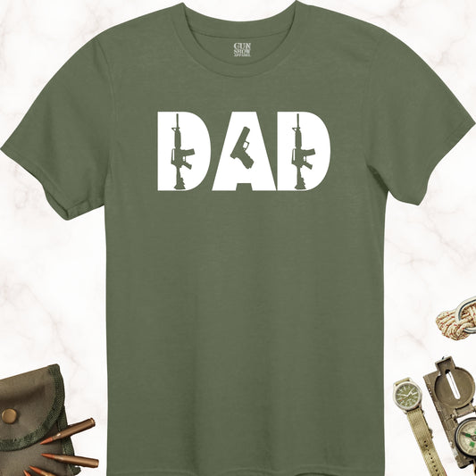 DAD Gun Collection T-Shirt in color Military Green with white design from Gun Show Apparel