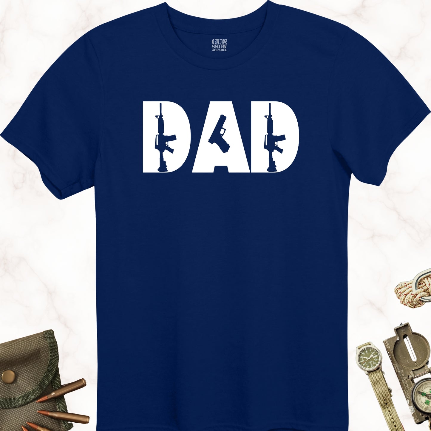 DAD Gun Collection T-Shirt in color Navy with white design from Gun Show Apparel