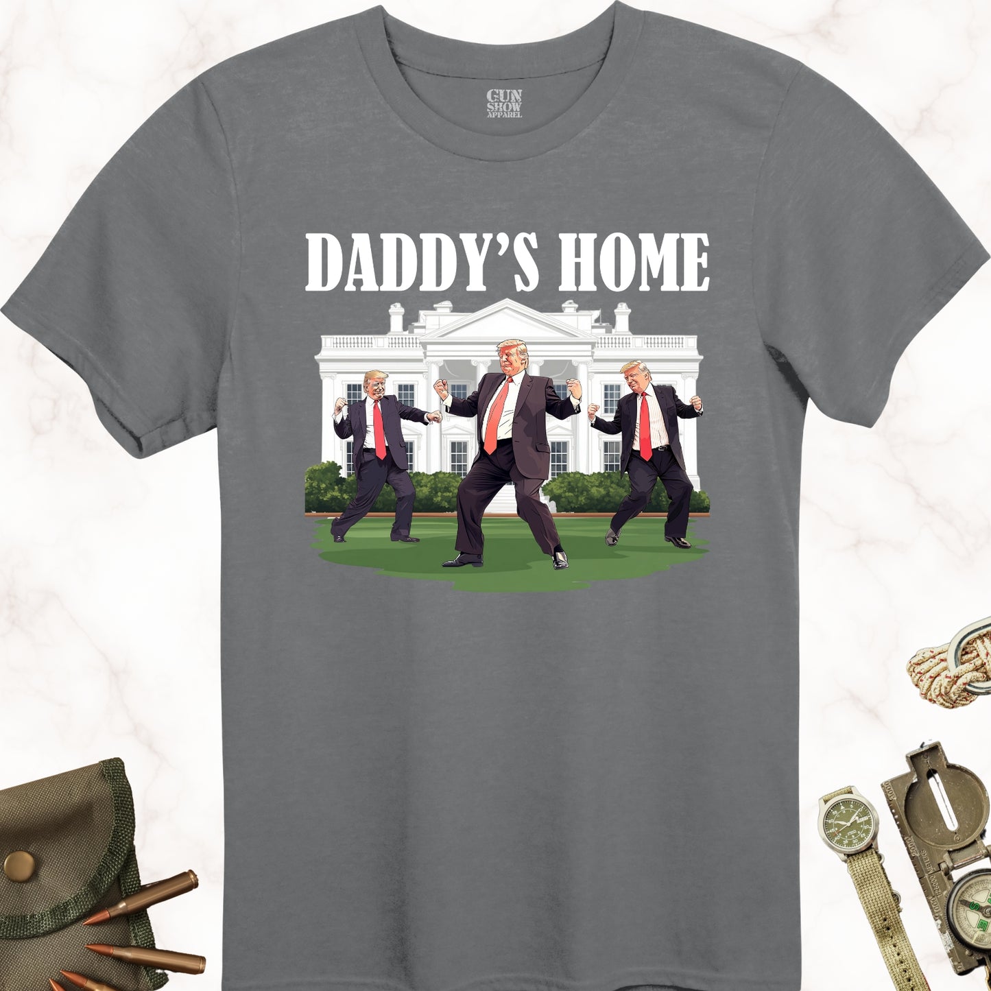 Daddy's Home Trump Dance T-Shirt in color Charcoal