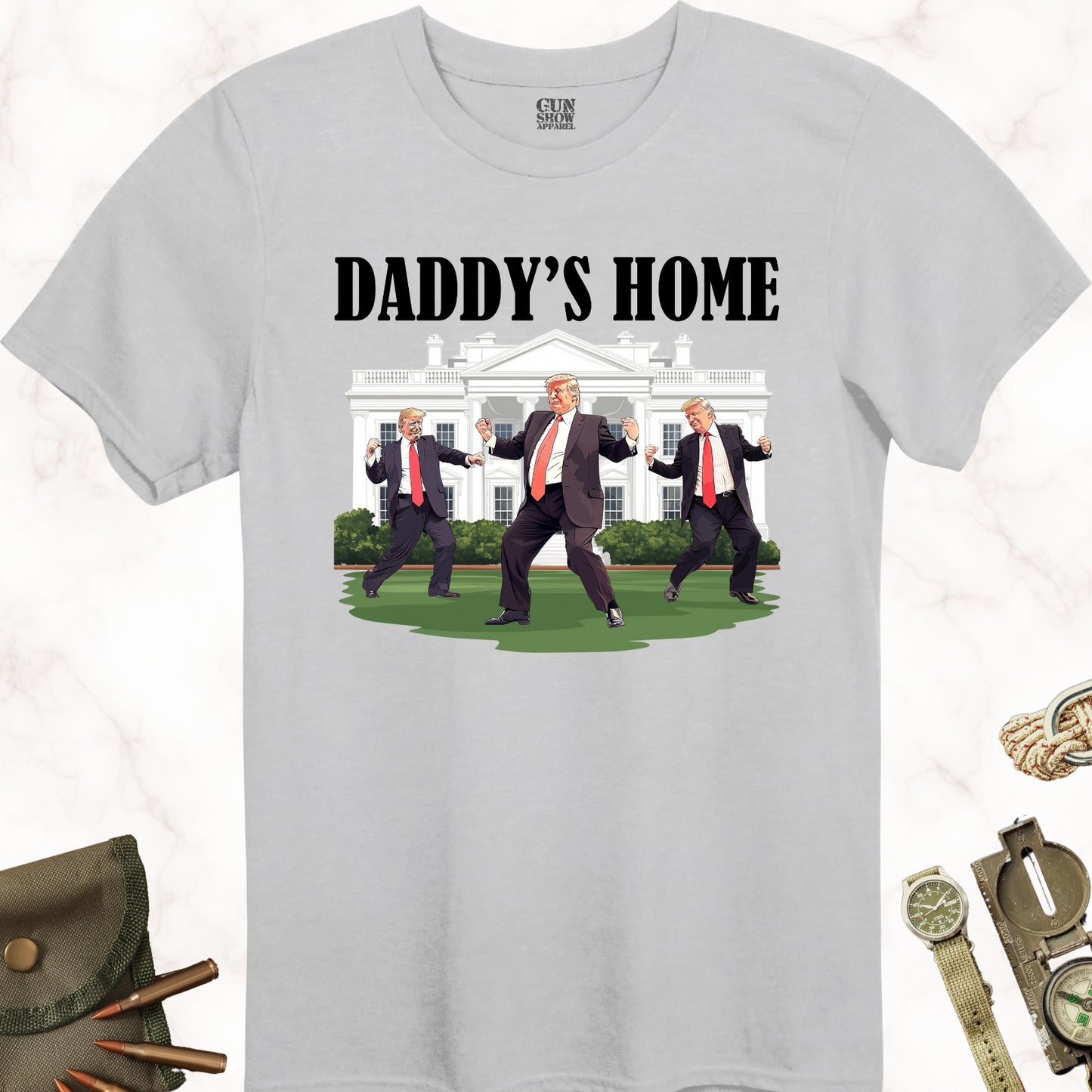 Daddy's Home Trump Dance T-Shirt in color Icy Grey