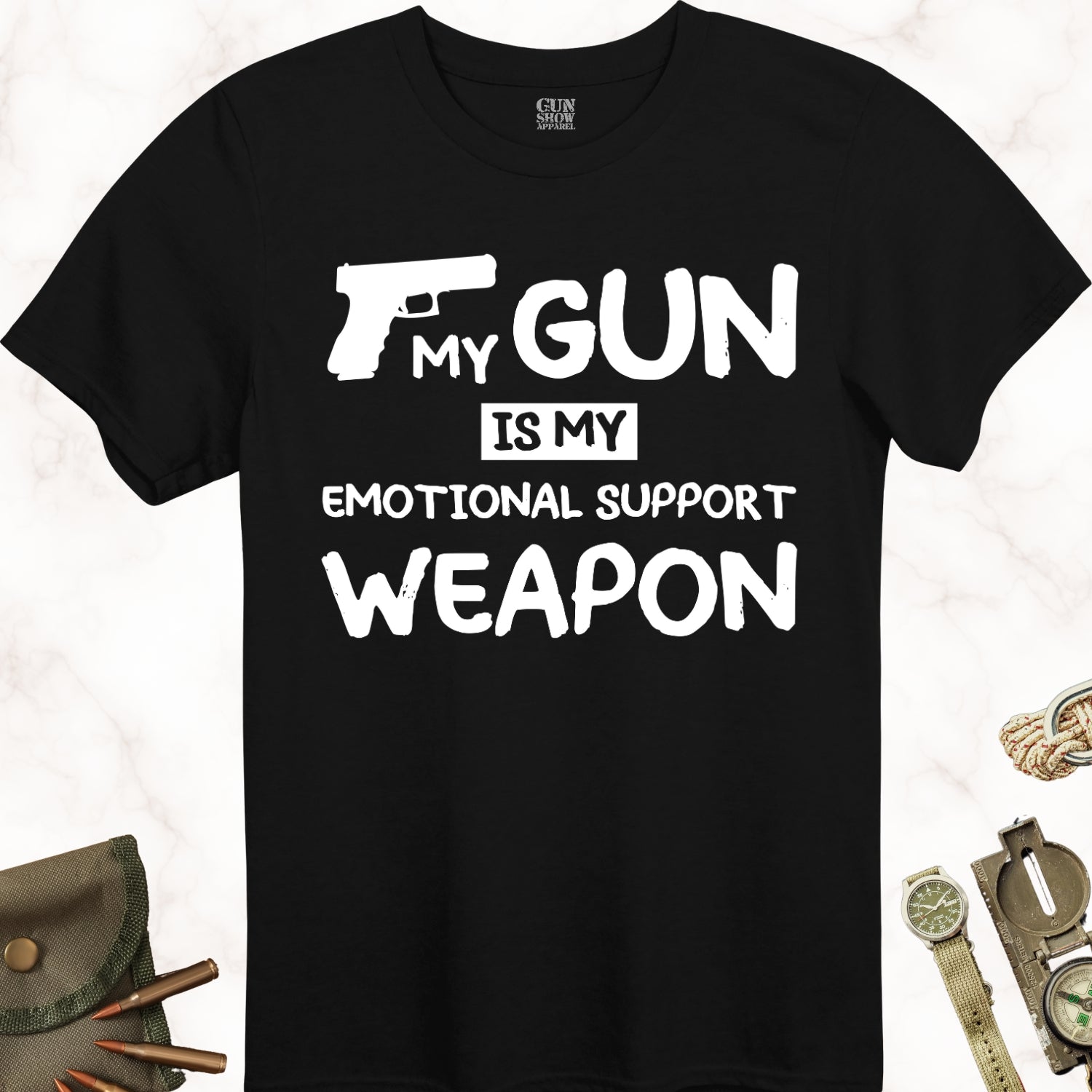 My Gun Is My Emotional Support Weapon T-Shirt in color Black