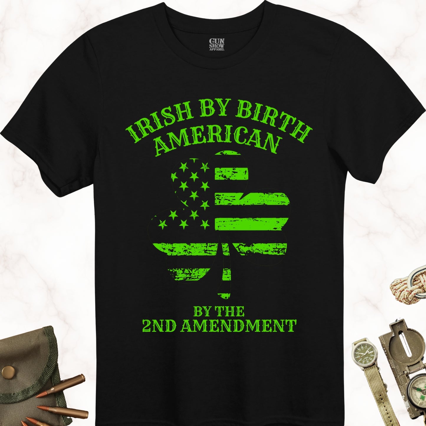 Irish by Birth, American by the 2nd Amendment T-Shirt in color Black