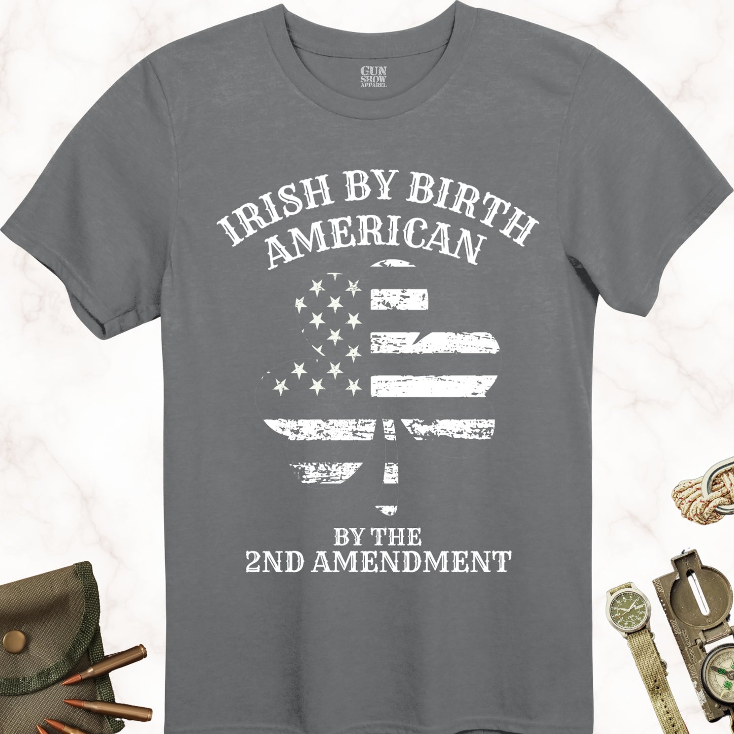 Irish by Birth, American by the 2nd Amendment T-Shirt in color Charcoal