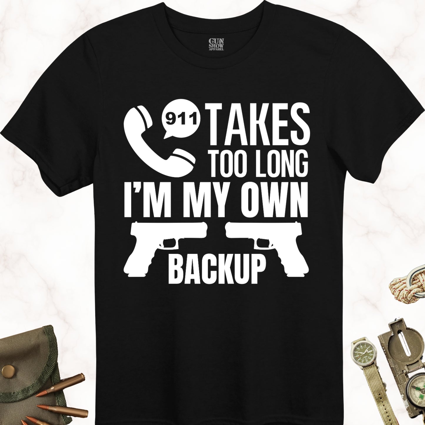 I'm My Own Backup Plan Gun T-Shirt in color Black