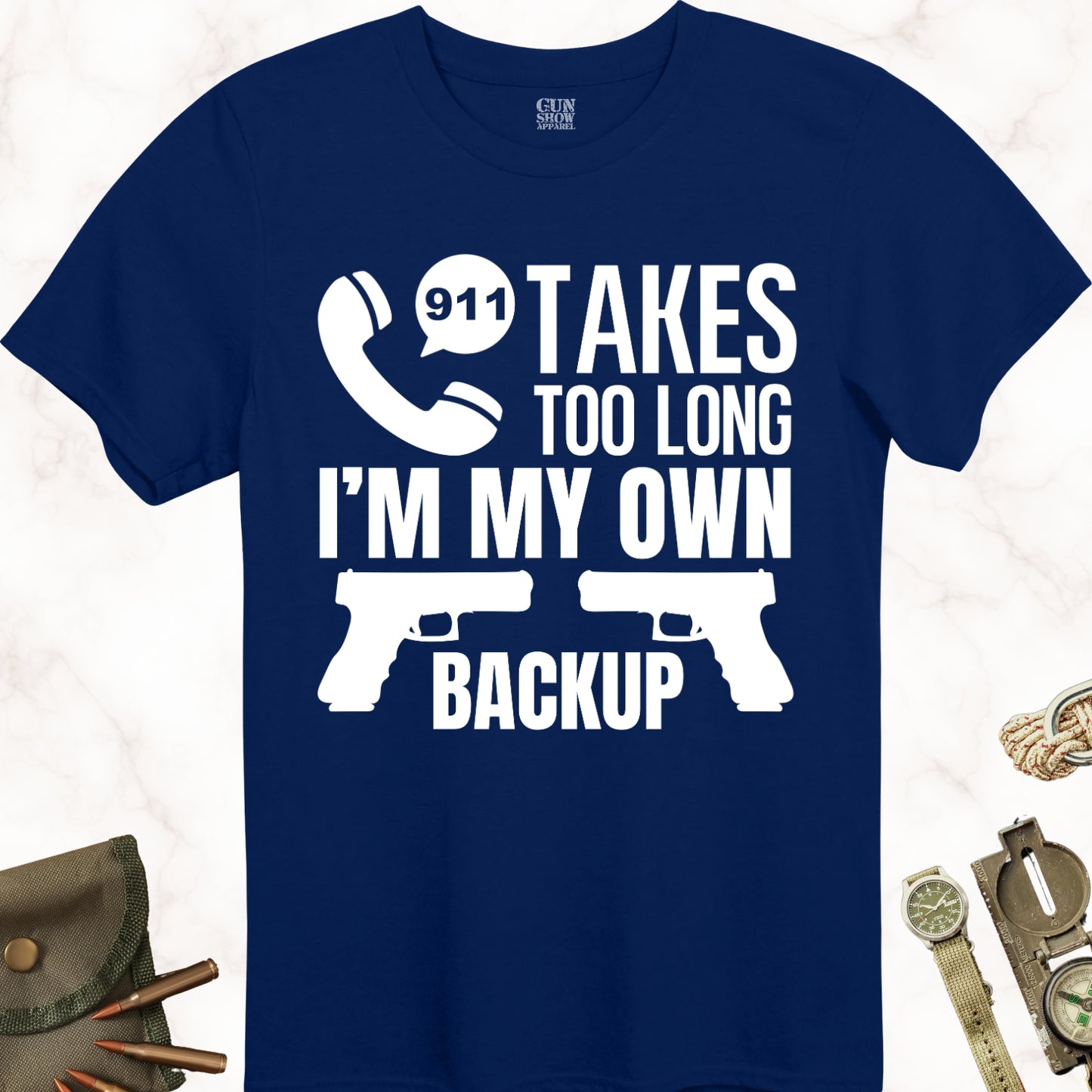 I'm My Own Backup Plan Gun T-Shirt in color Navy